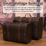 ヴィンテージ木製スーツケース – アンティークレザー装飾収納ボックス、小型パイレーツトレジャーチェスト、撮影小道具・アクセサリー・本用、ブラウン